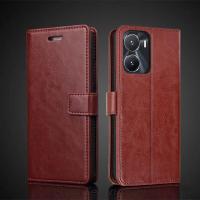 Card Holder Leather Case for Vivo Y35 5G 6.51" Pu Leather Flip Cover Retro Wallet Phone Case Vivo Y 35 5G Business Fundas Coque