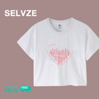 SELVZE แฟชั่นแนวเกาหลี Bar รักลายเสื้อยืดสั้นด้านบนสำหรับ Woman1