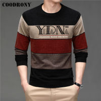 COODRONY Brand Autumn Winter Soft Warm Chenille Wool Sweater Streetwear Fashion Striped Jersey Knitted O-Neck Pullover Men C1356