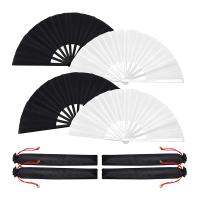 4 Pcs Large Folding Fan Silk Hand Fan Chinese Japanese Kung Fu Tai Chi Handheld Fan Folding Dancing Prop Craft Fan