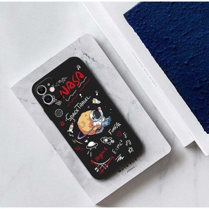 เคสโทรศัพท์มือถือแบบนิ่ม-ลายนักบินอวกาศ-nasa-สีดํา-เคสไอโฟน-สําหรับ-iphone-12-14-xr-xs-6s-7-8-x-13-mini-se2020-เคสโทรศัพท์