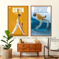 โปสเตอร์ศิลปะการตกแต่งนักร้องที่มี Freddie Mercury Wall Art ของขวัญส่วนบุคคล Modern Family Bedroom Decor โปสเตอร์ผ้าใบ
