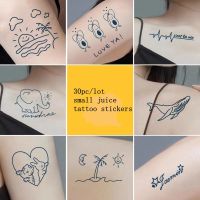 【YF】 30pc/Set Cartoon English Juice Ink Temporary Tattoo Stickers Kids Female Bear Cute Waterproof Semi Permanent Tatuaze Tymczasowe