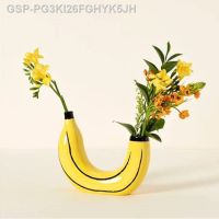 ♧PG3KI26FGHYK5JH Único Banana Resina Vaso Arranjos ฟลอเรสเดอ Amarelo Desktop Sala Decoração Home