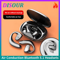 DISOUR Air Conduction Bluetooth 5.1หูฟังไร้สายลดเสียงรบกวนกีฬากันน้ำหูฟังแบบเกี่ยวหูพร้อมไมโครโฟน HD 65Ms ชุดหูฟัง Latency ต่ำ