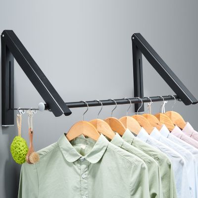 Ermo Bathroom Drying Rack Portable Folding Clothes Hanger Wall-mounted Household Retractable Invisible Clothes Rail Drying Rack