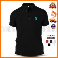 Baju Sulam Playboy Neon Blue Cotton Polo T Shirt T-Shirt Shirts Vintage Classic Fashion Pakaian Casual Murah Tee Uni