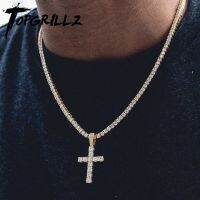 TOPGRILLZ Hip Hop Pico Harvey Cross Pendant Necklace Micro Pave AAAA+ Cubic Zirconia Egyptian Style With 24" 30" Chain Fashion Chain Necklaces