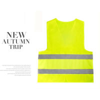 【แฟลชเซล】 Fashionday Maelovely Neon เสื้อกั๊กรักษาความปลอดภัยสะท้อนแสงมองเห็นง่าย Stripes สีส้มและสีเหลือง