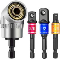 3Pcs 14 38 12" Hex Shank Drill Nut Driver Bit Set with 105 Degree Right Angle Driver Extension Screwdriver Drill Attachment