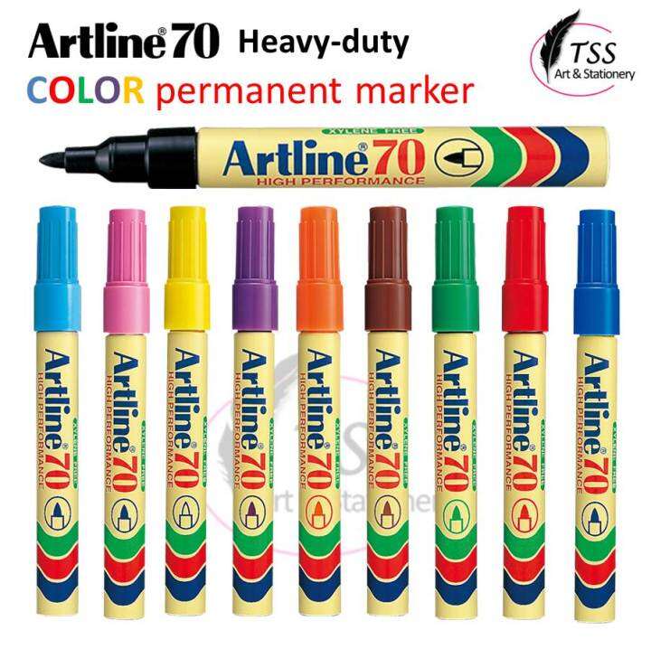 ARTLINE 70 Colour Permanent Marker Pen 10 Colors Bullet Nib Sized 1.5mm Instant drying