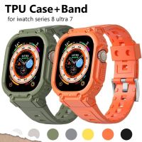 สายนาฬิกาข้อมือ TPU พร้อมเคส สําหรับ Apple Watch Band 8 Ultra 49 มม. iWatch Series 8 pro 7 6 5 4 SE 40 41 42 มม. 44 มม. 45 มม. 【QYUE】