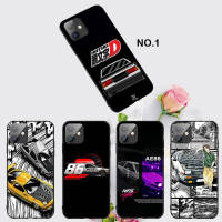 Casing หรับ iPhone 14 13 11 Pro Max 11 Mini 8+ 8 Plus EL59 INITIAL D AE86 Anime Pattern Phone เคสโทรศัพท์ อ่อนนุ่ม TPU Shockproof Black ปก