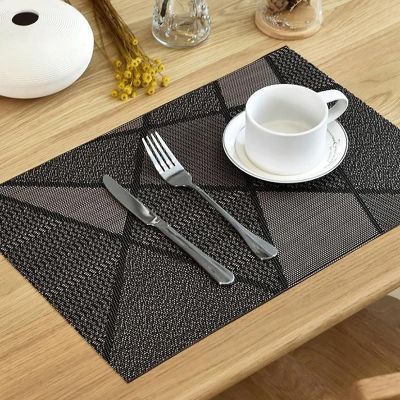 Europe Style Table Placemat Waterproof Decoration Mat Heat-Resistant Table Mat Bowl Dishes Coaster Tableware Mat for Table Black