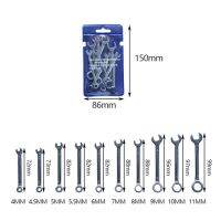 Blue is Metric Type 10Pcs Mini Spanner Set Key Ring Spanner Metric/Inch Type Wrenches Explosion-Proof Pocket Wrenches Home Repair Combination Tools