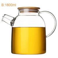 ml Heat Resistant Glass Teapot Clear Borosilicate Glass Kettle with Bamboo Lid