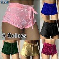 y Elegant Skinny Shorts Women Velvet Drawstring Shorts