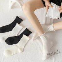 【hot sale】◈☞ D19 White Lace Socks Womens Mid-Tube Autumn Winter Mary Jane Shoes Fungus Side Spring ins All-Match jk Japanese Style