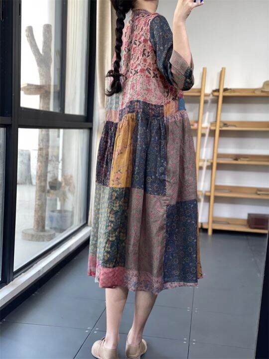 hot-oversized-korea-new-fashion-floral-ladies-loose-cotton-print-dresses-woman-pullover