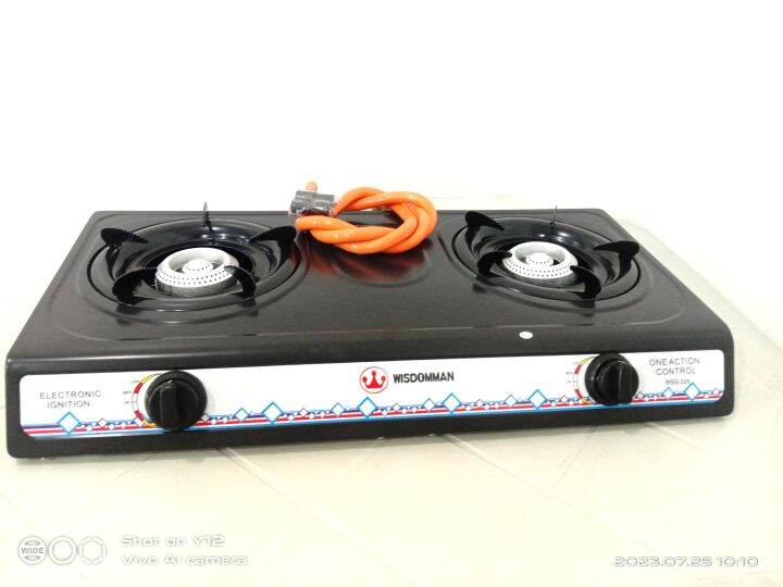 WISDOMMAN WSG228 Double Burner Gas Stove, Epoxy Coated Steel, Free 64