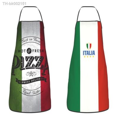 ▥▧ Retro Italian Flag Pizza Aprons Men Women Italy Pride Adult Unisex Kitchen Chef Bib Tablier Cuisine Cooking Baking Gardening