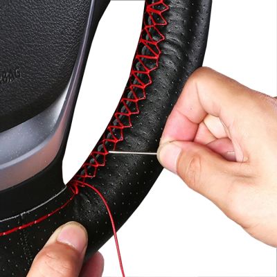 【YF】 38cm Car Steering Wheel Braid Cover Texture Soft PU Artificial Leather Covers With Needles And Thread Auto Accessories