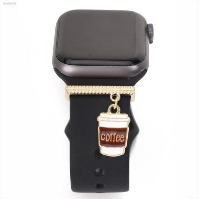 ✑❧△ Alloy Coffee Mug Straps Decoration Charms For Apple Watch Bands For Iwatch Silicone Strap Accessories For Galaxy Watch Charm