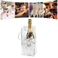 1pcs Ice Bag Wine Beer Champagne Bucket Drink Bottle Cooler Foldable Carrier Transparent Refrigerated Champagne Red Wine Bottle