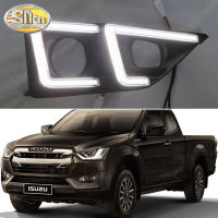 SNCN ไฟหน้ารถ LED กลางวัน2ชิ้น12V สำหรับ Isuzu D-Max Pick-Up รถบรรทุก2020 2021สัญญาณไฟกลางวันสีเหลืองแบบไดนามิกไฟตัดหมอก DRL