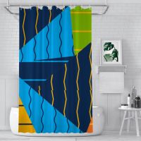 Geometric Colors Bathroom Shower Curtains Pattern Texture Painting Waterproof Partition Curtain Funny Home Decor Accessories