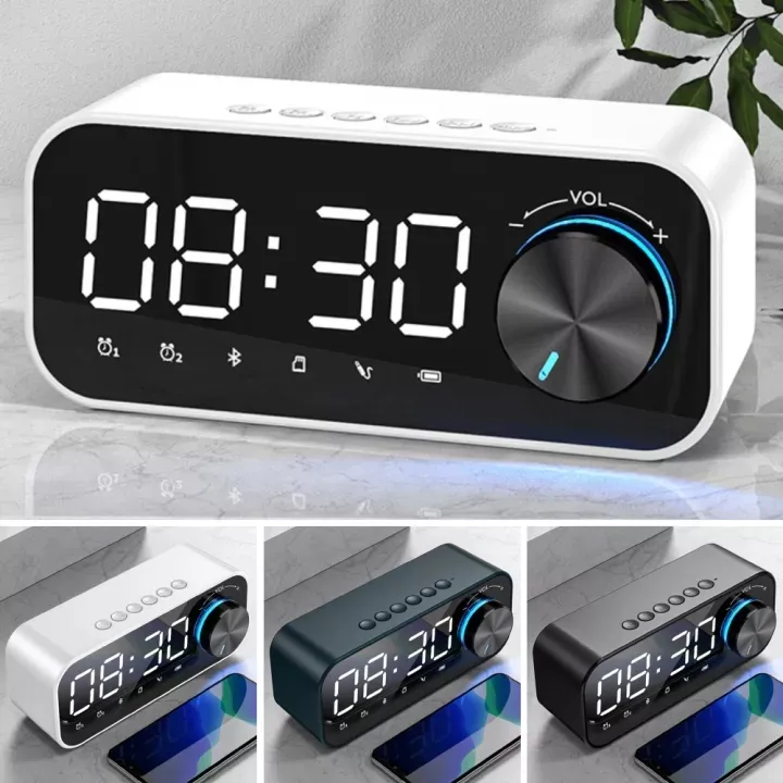 Mini Portable Bluetooth Speaker Smart Digital LED Alarm Clock HiFi