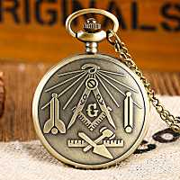 ❀❀ Foreign trade supply spot a variety of retro large pocket watches Masonic logo G quartz mens and womens gift wholesale