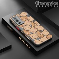 เคส Chenyyka สำหรับ VIVO Y76 5G เคส Y76s Y74s 5G มีน้ำค้างแข็งโปร่งใสหมีแบบเต็มหน้าจอลายขอบสี่เหลี่ยมด้านข้างแบบแข็งปลอกซิลิโคนกล้องกันกระแทกเคสนิ่ม