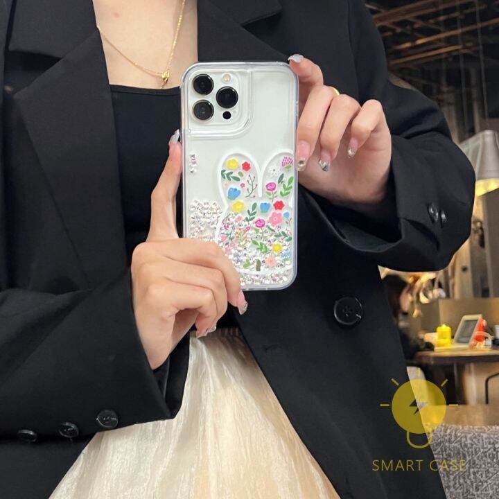 for-เคสไอโฟน-14-pro-max-cute-rabbit-bowknot-quick-sand-เคส-phone-case-for-iphone-14-pro-max-plus-13-12-11-x-xs-max-xr-for-เคสไอโฟน11-ins-korean-style-retro-classic-couple-shockproof-protective-tpu-cov