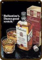 1978 Ballantines Whisky Vintage Metal Tin Sign Funny Wall Art Gift