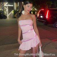 【CW】✺  Dresses Ladies 2023 Strapless Streetwear Color Outfits Pink