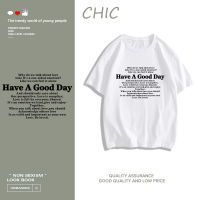 CHIC เสื้อยืดแขนสั้นลำลองผู้หญิงพิมพ์ลาย T0007