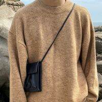 ZZOOI Mini Men Crossbody Bag PU Leather Casual Wild Messenger Bags solid color Boys Shoulder Bag Phone Purse Multifunction Handbag