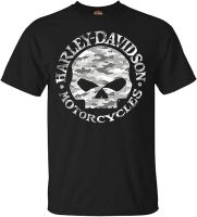 Harleydavidson Mens Camo Willie G Skull Tshirt Black