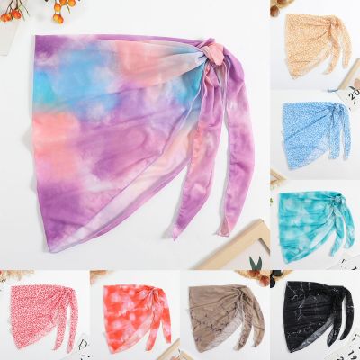 Hot sell Summer Women Print Short Sarongs Swimsuit Coverups Beach Bikini Wrap Sheer Skirt Chiffon Scarf Cover Ups for Swimwear vestidos
