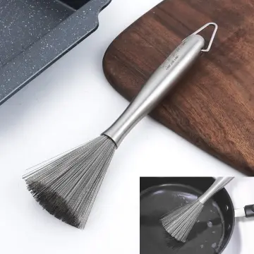 1/2pcs Scrubber Brush Stainless Steel Cleaning Brush Kitchen Rust Pot Brush  Long Handle Kitchen Clean Tools Utensil Scrubber - AliExpress