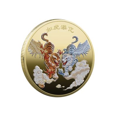 2022 Two Tiger Lucky Coin Collectible Coin For Luck Tiger Commemorative Souvenir For Feng Shui Decoration