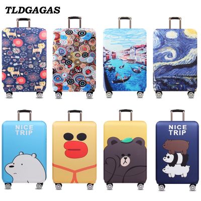 TLDGAGAS Elastic Fabric Illustrations Luggage Protective Cover Suit 18-32 Inch Trolley Case Suitcase Cover Travel Accessories