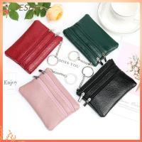 YESHE หนัง PU Women Clutch with Key Ring Wallet Money Bag Card Holder Keychain Mini Coin Purse