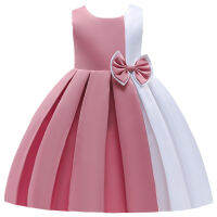 ชุดแฟชั่นของเด็กผู้หญิงสำหรับเด็ก Colour Block ปาร์ตี้กลางคืนทางการชุดเดรสแขนกุด