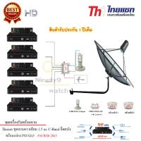 Thaisat 1.5M.ชุดจานดาวเทียมตะแกรง (ติดตั้งผนัง) +PSI S2 HD x5 พร้อมสาย RG6 20m.x 5