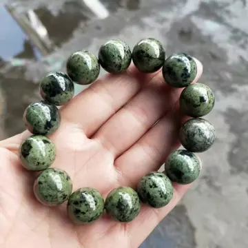 Small green serpentine stone bracelet  Serpentine stone Stone bracelet  Serpentine