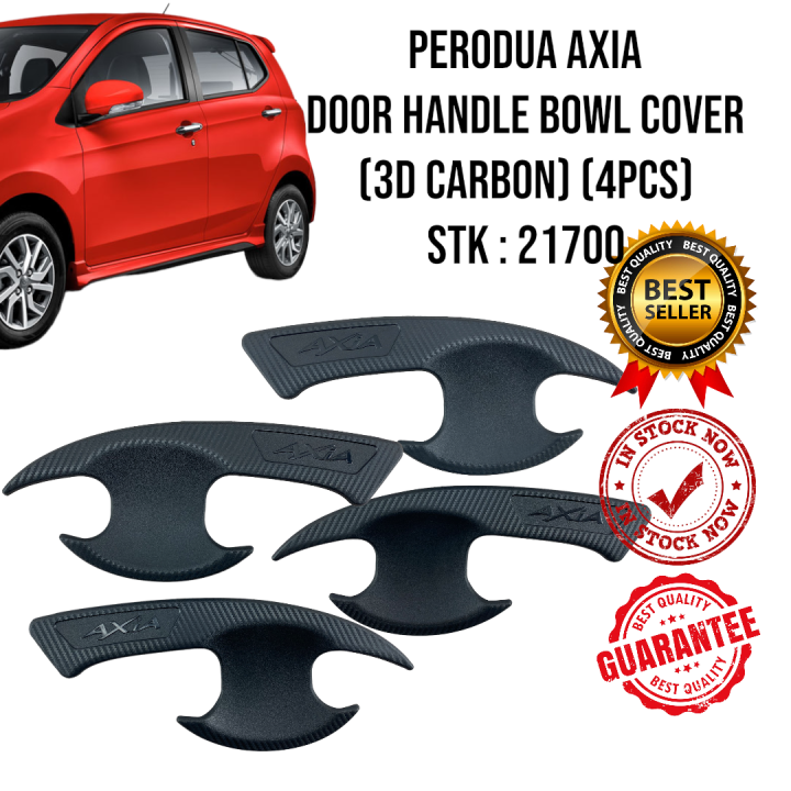PROTON AXIA DOOR HANDLE BOWL COVER WITH TAPE (3D CARBON) (4PCS) Lazada