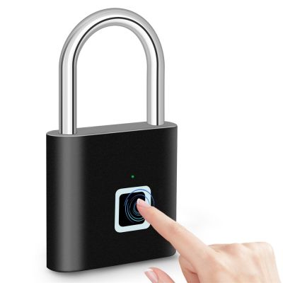【YF】 KERUI Keyless USB Charging Fingerprint Lock Smart Padlock Waterproof Door 0.2sec Unlock Portable Anti-theft Zinc