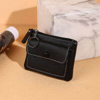 SHENGHAN กระเป๋าสตางค์สั้นสีทึบ PU Leather Women Purse Money Bag Zipper Wallet